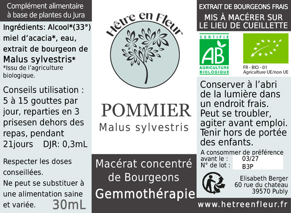 gemmothérapie pommier hêtre en fleur